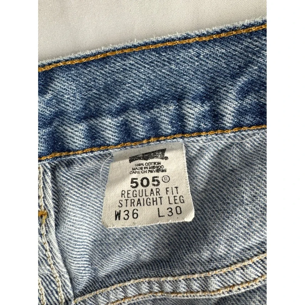 Levi Strauss 505 Jeans Mens 36x30 Regular Fit Straight Leg Blue Denim‎